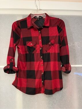 Elle Red & Black Buffalo Plaid Shirt